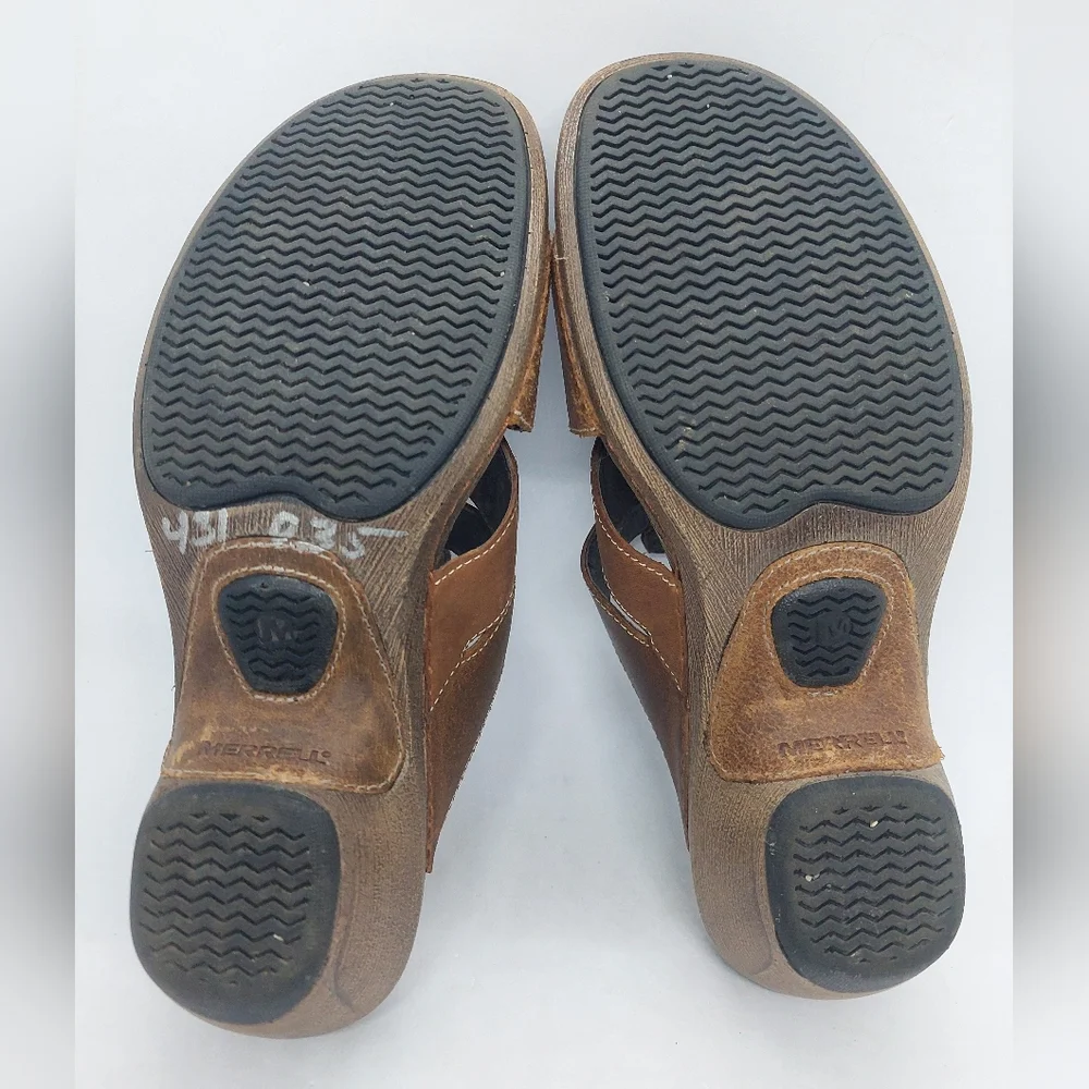 MERRELL Luxe Slide Mink Sandal Womens Sz 6 Brown Slip On Cushioned Comfort Shoes